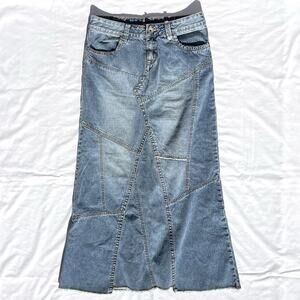 Unionbay Y2K Patchwork Denim Midi Skirt Womens Juniors 7 Blue Jean